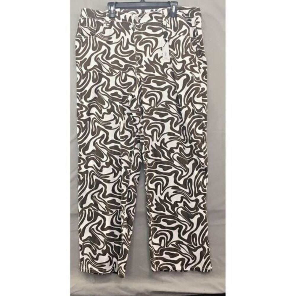 New Rue21 Skate High Rise Straight Leg Brown White Jeans Size 3X Women - Picture 1 of 12